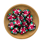 Silicone Focal Beads Mama Cow Print Hot Pink Script 20pcs 2