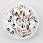 3D Dog Paw and Coffee Cup White Brown Silicone Focal Beads 20pcs