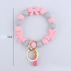 Bow Silicone Bead Wristlet Keychain Vibrant Colors 14cm 5