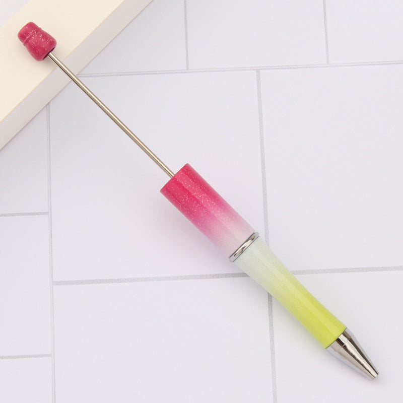 Beadable Plastic Pens Wholesale, Pearlescent Gradient Three-Color Transitions Ballpoint Ink, 11.5mm x 145mm