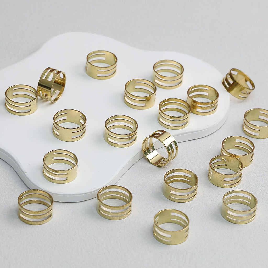 Brass Finger Rings Jump Ring Openers Geometric Cutouts 10pcs 18mm - Gold