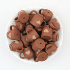  3D Deep Brown Heart Coffee Cup Silicone Focal Beads 20Pcs 2