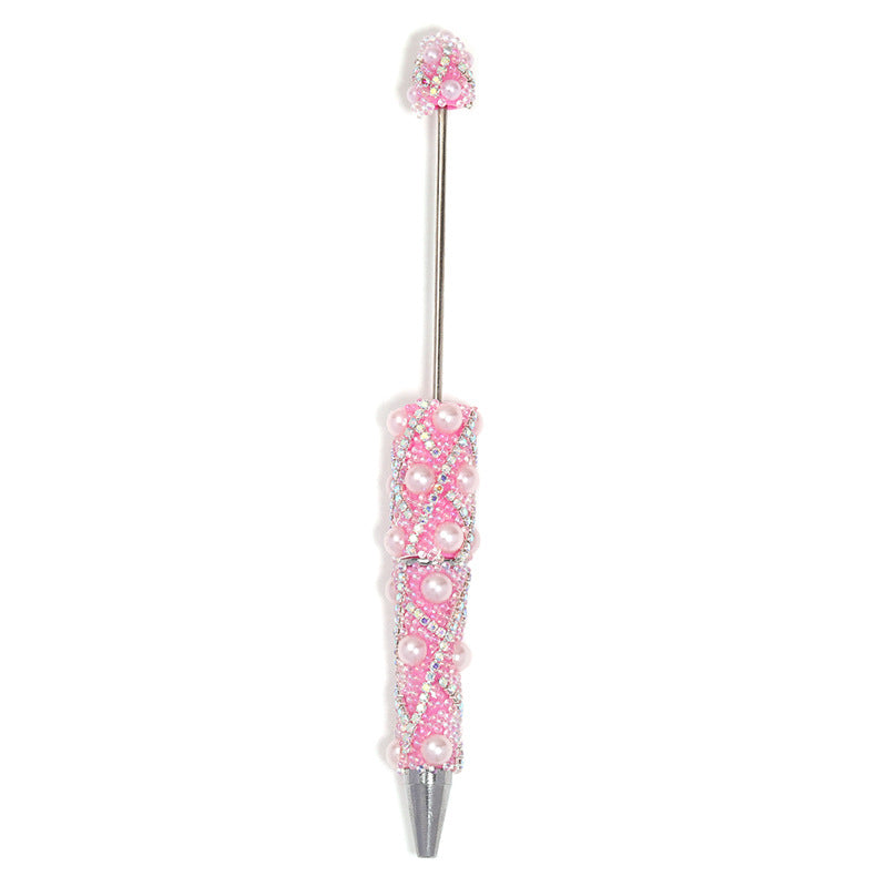 Beadable Pen with Rhinestone Pearl Chain Multicolor Rotating 5 Pcs 14