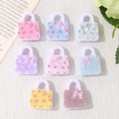 Floral Pattern Handbag Shaped Resin Beads 29mm 20pcs 3
