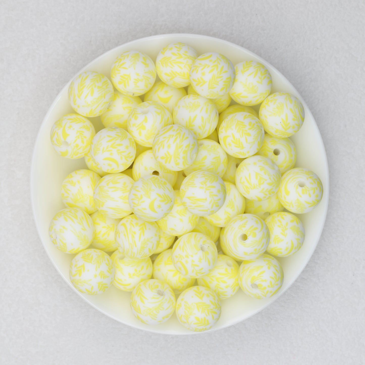 Colorful 15mm Printed Silicone Round Beads Patterned 50pcs 2