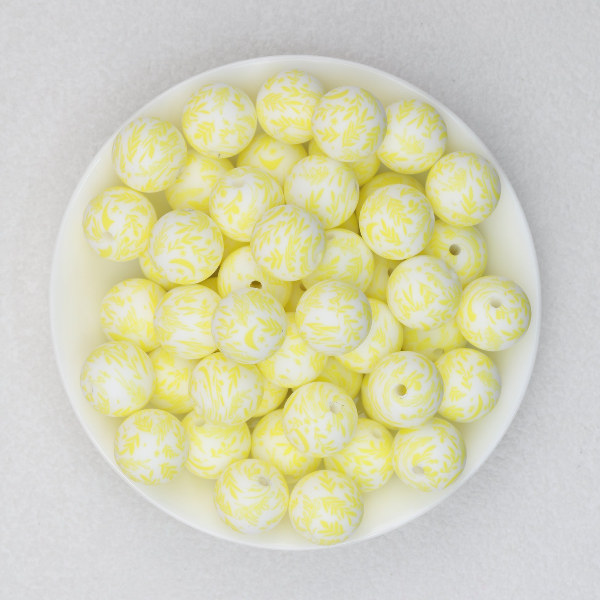 Colorful 15mm Printed Silicone Round Beads Patterned 50pcs 2