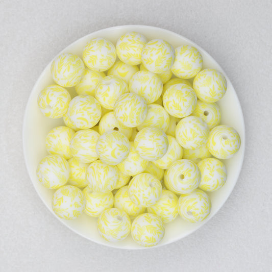 Colorful 15mm Printed Silicone Round Beads Patterned 50pcs 2