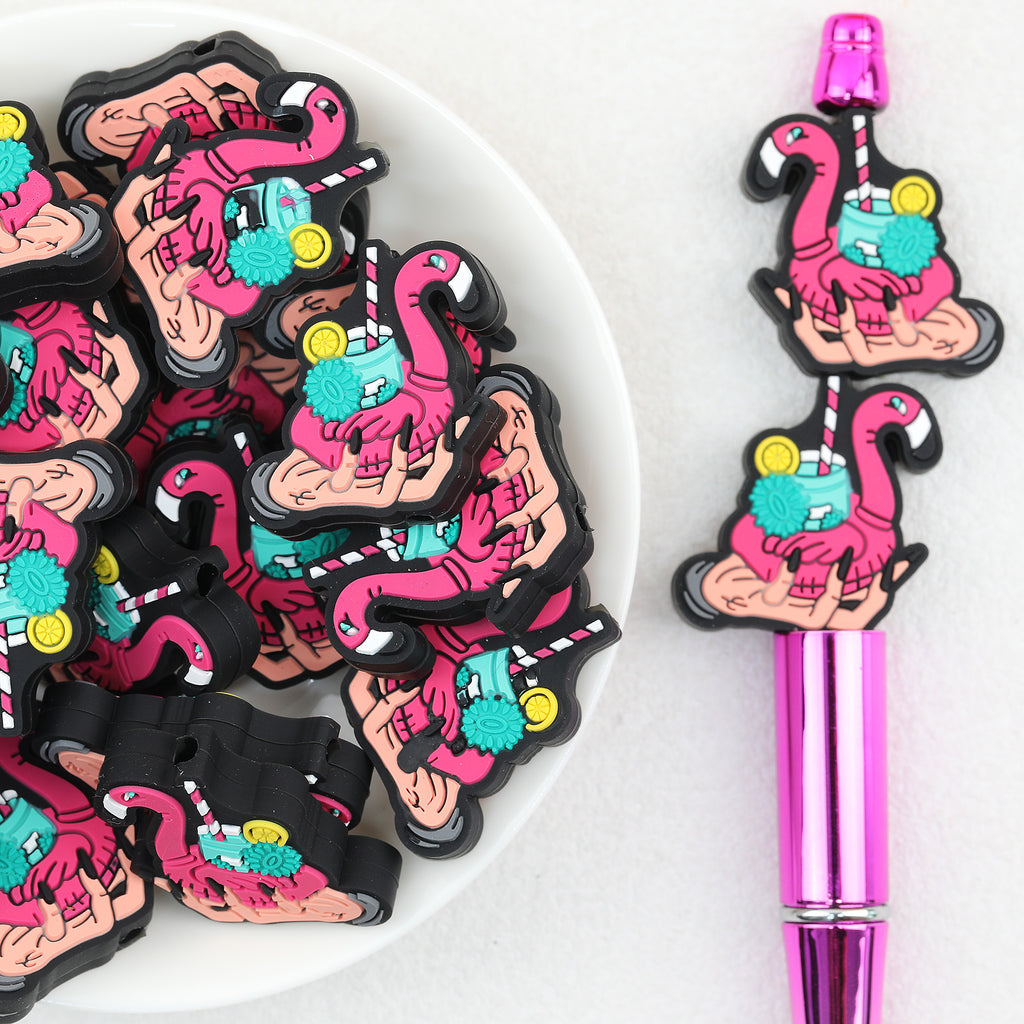 Halloween Ghost Hand Flamingo Swimming Circle Silicone Focal Beads 20Pcs 