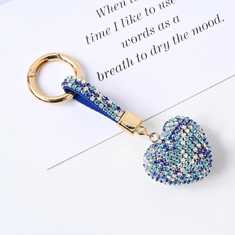 Diamond Encrusted Crystal Heart Keychain Alloy Multiple Colors 4
