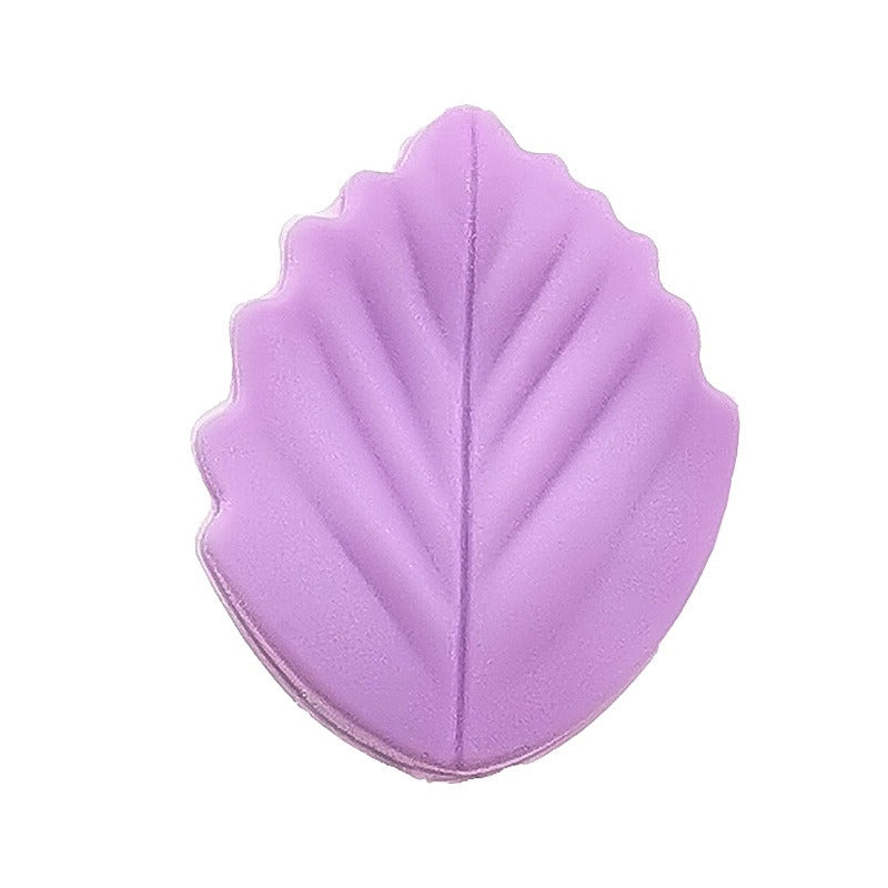 Colorful Leaf Silicone Beads Solid Color Matte Finish 20pcs 19