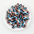 US Independence Day Ribbon Silicone Focal Beads Patriotic Design 20pcs