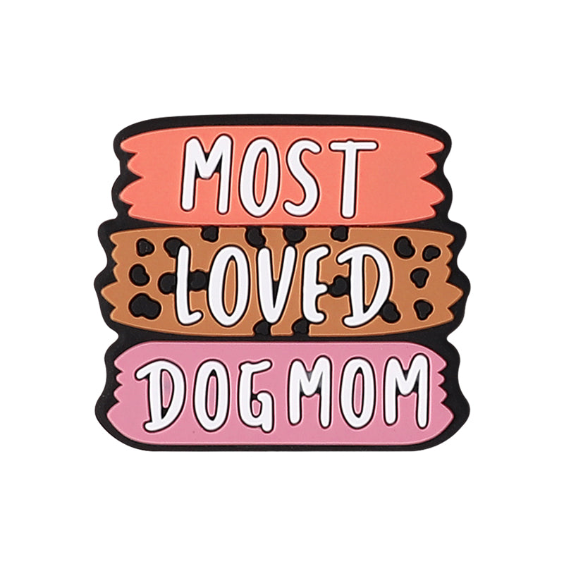 Silicone Focal Beads Dog Mom Leopard Print Paw Patterns 1 pcs 15