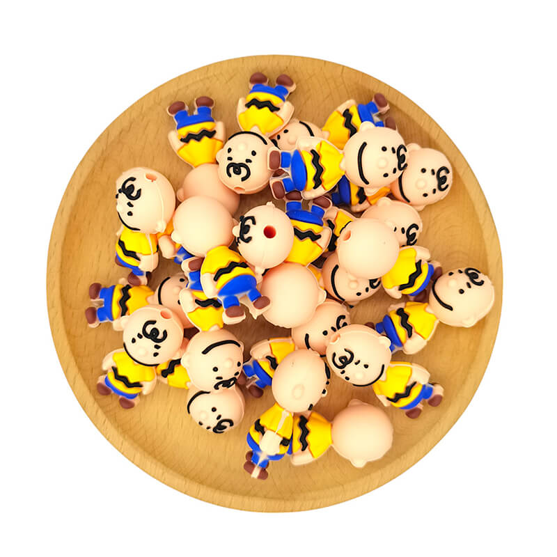 Silicone 3D Focal Beads Charlie Brown Standing Smiling 1pcs 2
