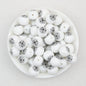 15mm Halloween Spider Web Printed Silicone Beads White Black 50pcs - Medium Web