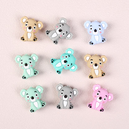 Silicone 3D Focal Beads Koala Sitting Pose Pastel Colors 20pcs