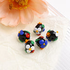 Floral Pattern Glass Beads 19mm Decorative Round 10pcs 5