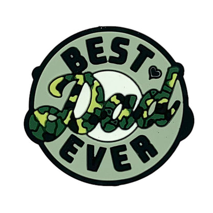 Silicone Focal Beads Best Dad Ever Camo Lettering Sage Green 20pcs
