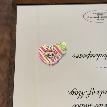 Heart Acrylic Beads 25mm Cartoon Character Printed 10pcs 4
