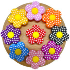 Silicone Focal Beads Plaid Floral Red Center Yellow Gingham 20pcs 2