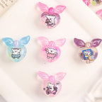 Cute Gradient Heart Shape Acrylic Beads with Bunny Prints 20pcs