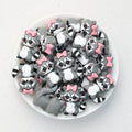 3D Animal Silicone Focal Beads Wholesale, Pink Bow Raccoon Design
