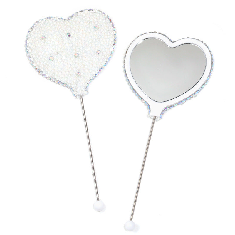 Beadable Heart Shape Handheld Makeup Mirror 6