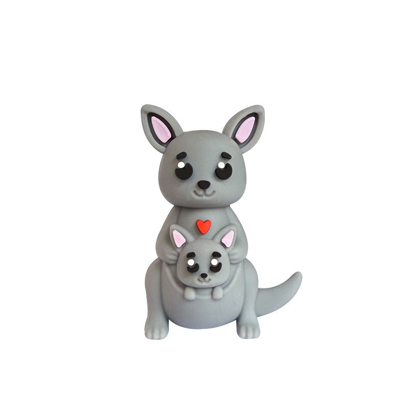 3D Kangaroo Mom and Baby Silicone Focal Beads Animal Design 20pcs 9