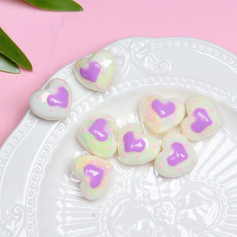 Glow Acrylic Heart Beads Colorful Light In The Dark 2pcs 6