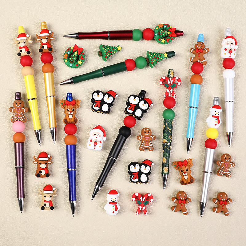 3D Christmas Silicone Focal Beads Holiday Characters Assortment 20pcs 5