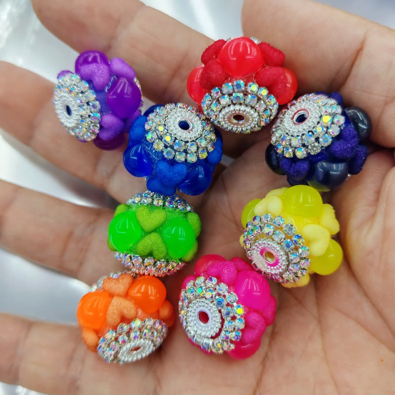 Neon Color Heart Lantern Acrylic Rhinestone Beads 18mm 15pcs 2