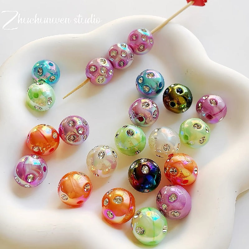 Diamond Round Acrylic Beads 16mm Glossy Faceted Mixed Colors 10pcs 2