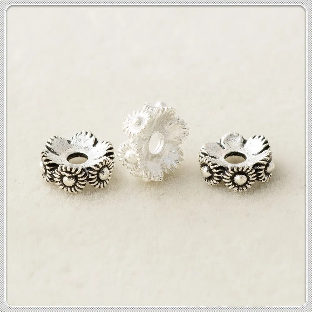 Alloy Sunflower Wreath Spacer Beads 9mm Tibetan Silver Style 100pcs