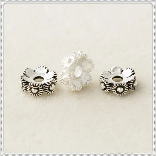 Alloy Sunflower Wreath Spacer Beads 9mm Tibetan Silver Style 100pcs