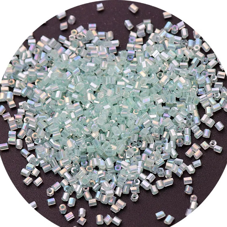 Iridescent Seed Bugle Glass Beads 3mm Mixed Colors 3000pcs 6