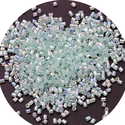 Iridescent Seed Bugle Glass Beads 3mm Mixed Colors 3000pcs 6