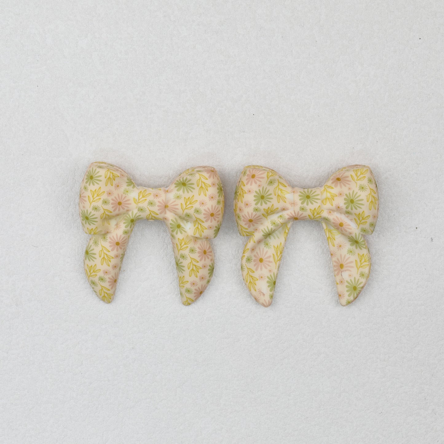 3D Printed Bow Shape Silicone Beads Colorful Pattern 10pcs 15