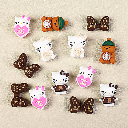 3D Designer Style Silicone Focal Beads Cat Bear Heart Shapes 20pcs