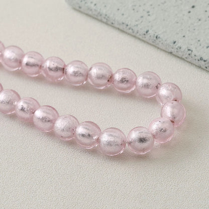 Lampwork Glass Beads Round Wrinkle Silver Foil Filled 8mm 12mm 5pcs 15