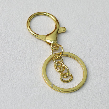 Zinc Alloy Lobster Clasp Keychain Hardware with Split Ring - Gold-Chain Style