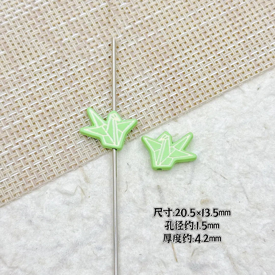 Folded Paper Crane Metal Beads 20mm Spray Painted Colorful Alloy 7
