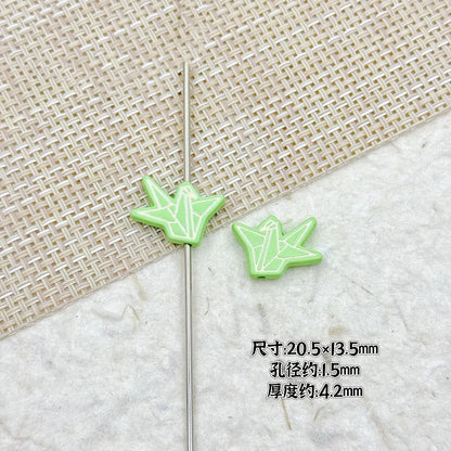 Folded Paper Crane Metal Beads 20mm Spray Painted Colorful Alloy 7