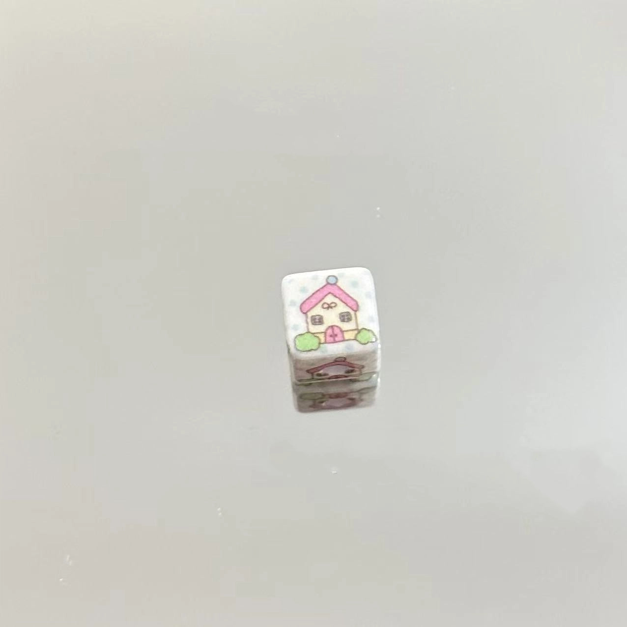 House Car Printed Acrylic Square Beads 10mm Pastel Colors 20pcs 3