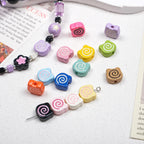 Painted Spiral Bear Acrylic Beads 11mm Colorful Glossy 50pcs