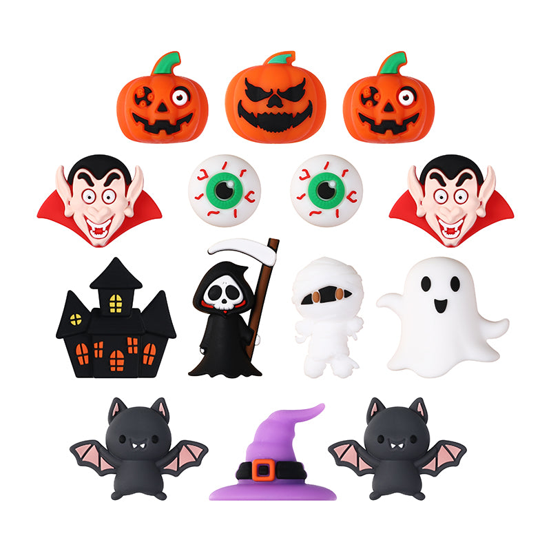 Silicone 3D Focal Beads Halloween Pumpkin Ghost Haunted House 20pcs 5