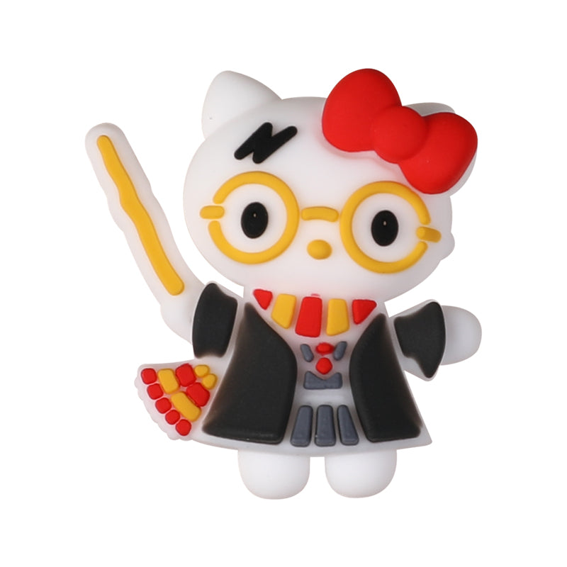 Silicone 3D Focal Beads Harry Potter KT Cat Wearing Red Bow 20pcs 8