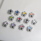 Silver Cherry Blossom Acrylic Beads 12mm Enamel 50pcs 5
