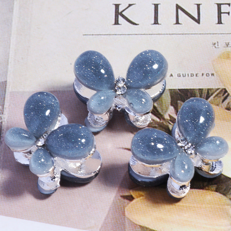 3D Glitter Butterfly Alloy Beads 16mm 2pcs 9