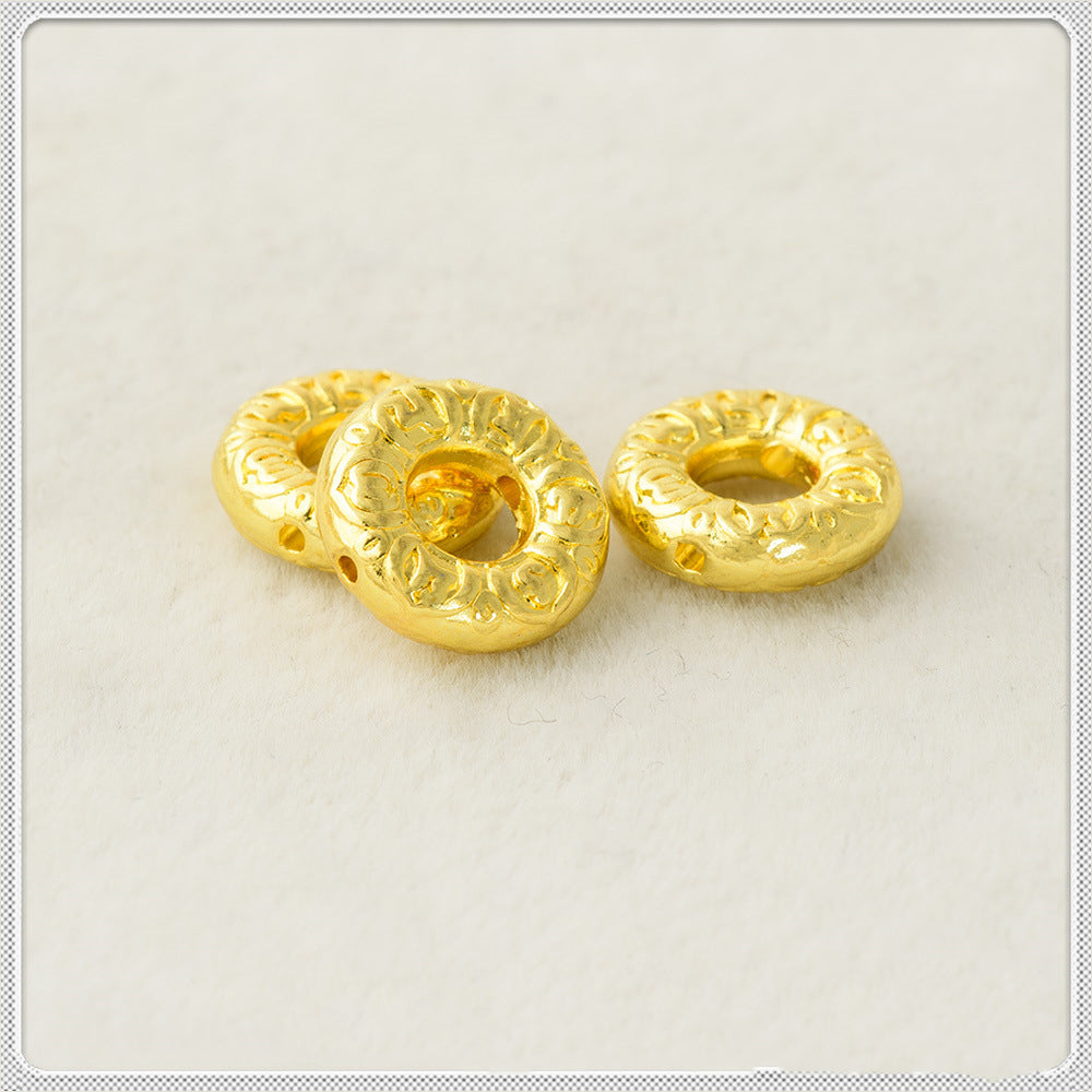 Ring Metal Beads 12mm Embossed Heaven And Earth Design 50pcs 3