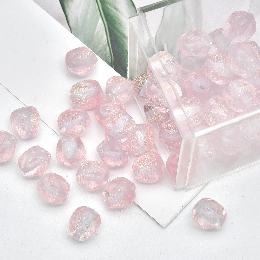 Resin Octagonal Faceted Candy Heart Beads 10mm Sparkling 100pcs 9
