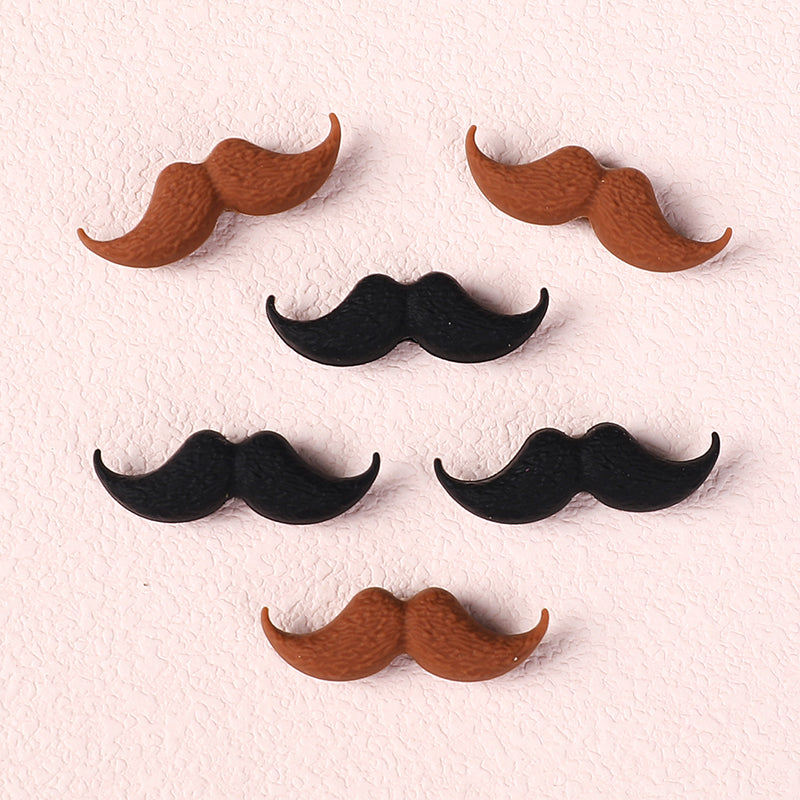 Silicone Focal Beads Beard Handlebar Mustache Textured Curved 20pcs 5
